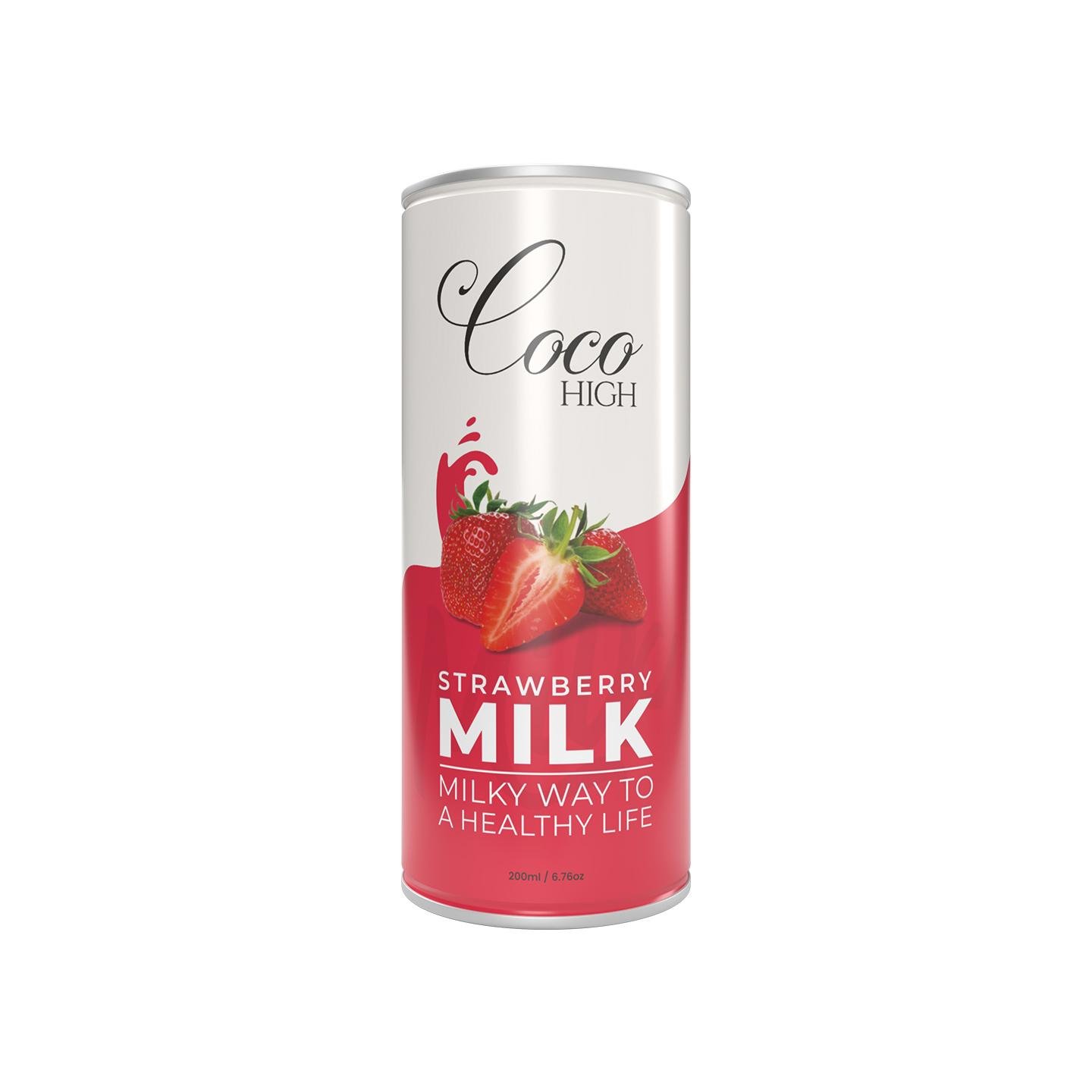 COCO HIGH Strawberry Flavour Milk , 200 Ml x 4 Cans , Flavoured Milk Drink , High Protein , Excellent Source of Calcium , Unique Taste , Ready to Drink , Ready to Serve , Milkshake
