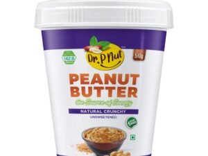 Dr. P Nut Natural Peanut Butter Crunchy 510g | 22g Protein | Unsweetened | No Added Sugar or Salt | Nut Butter Spread for Pre & Post-Workout | Cholesterol Free | Zero Trans Fat | Creamy Peanut Butter